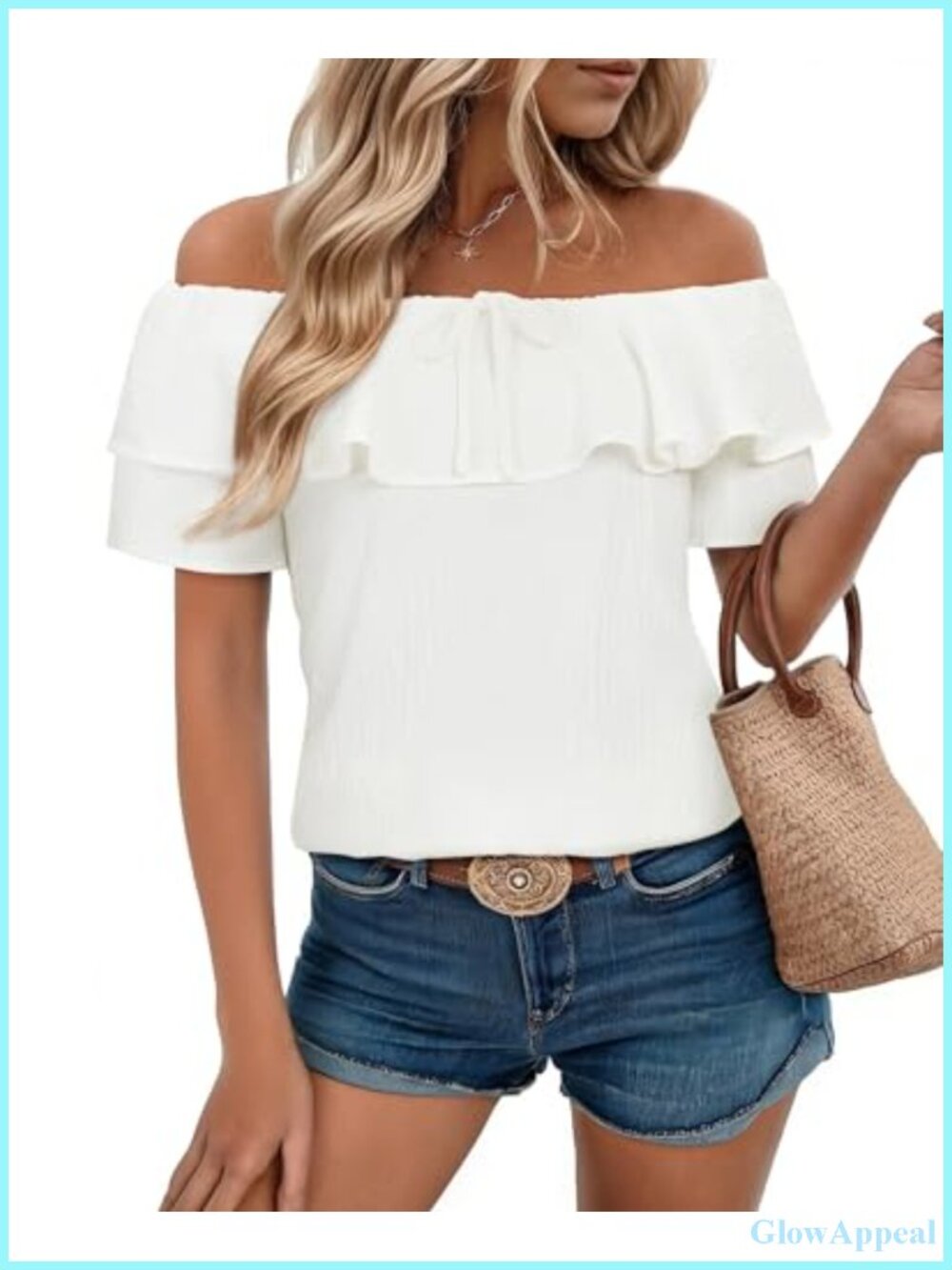 Off Shoulder Ruffle Sleeve Chiffon Blouse Women's Loose Dressy Top